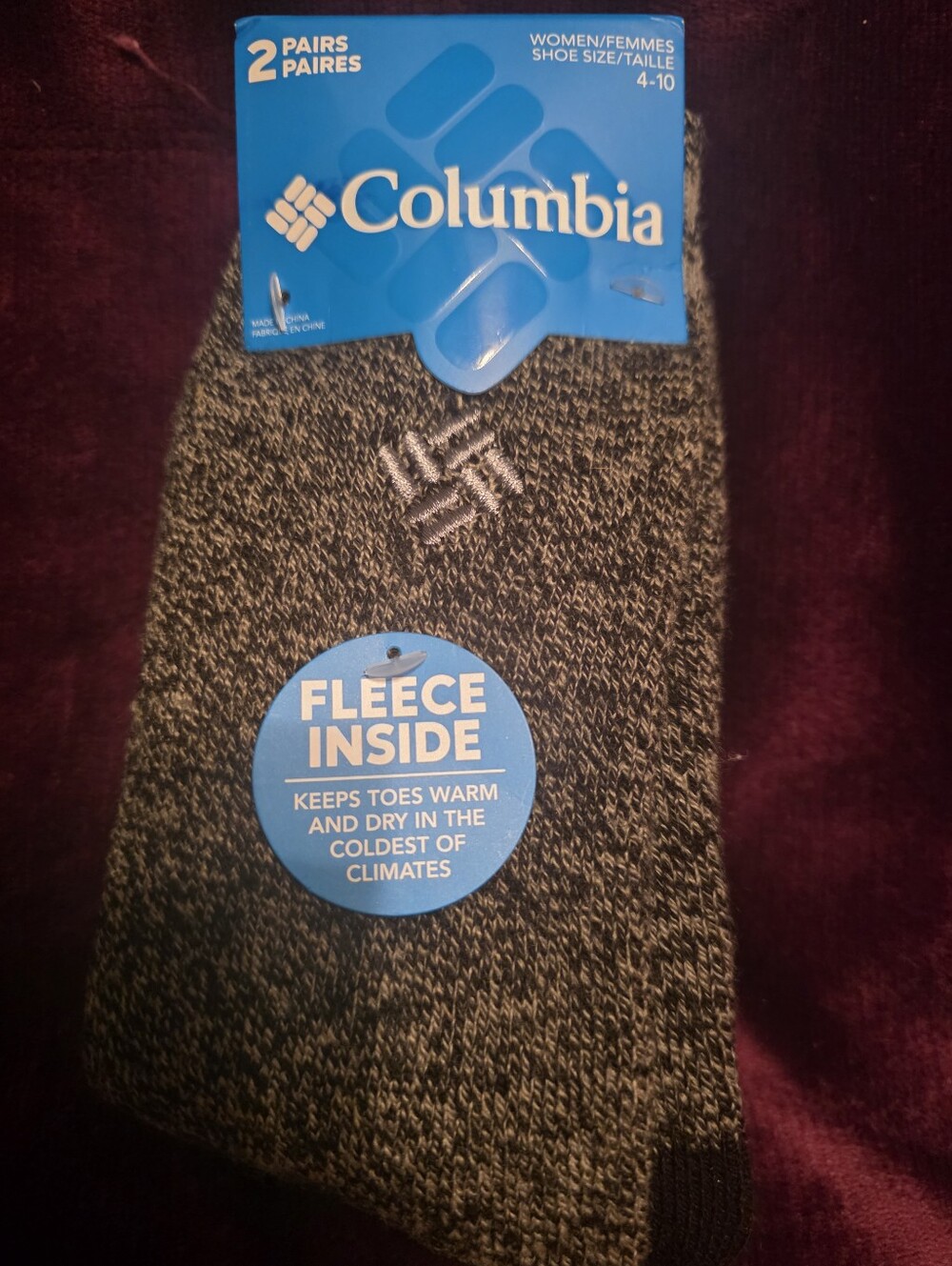 Columbia Fleece-Lined Long Socks -Black Marl Stripe Women's 4-10